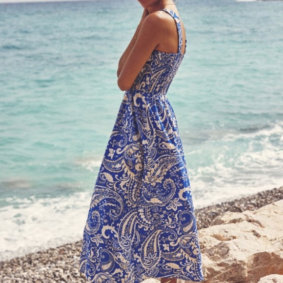 ZARA PRINTED MIDI POPLIN DRESS -- NEW W/TAGS - Picture 2 of 4